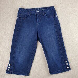 Gloria Vanderbilt Skimmer Capri Jeans Women's Size 8 Slimming Effect Button Hem